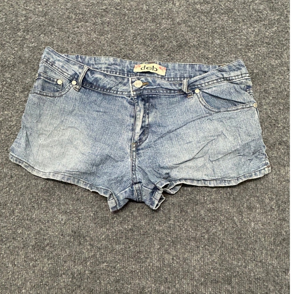 Deb Denim Shorts Womens Size 11 Blue Low Rise Embroidered Pockets Casual Stretch